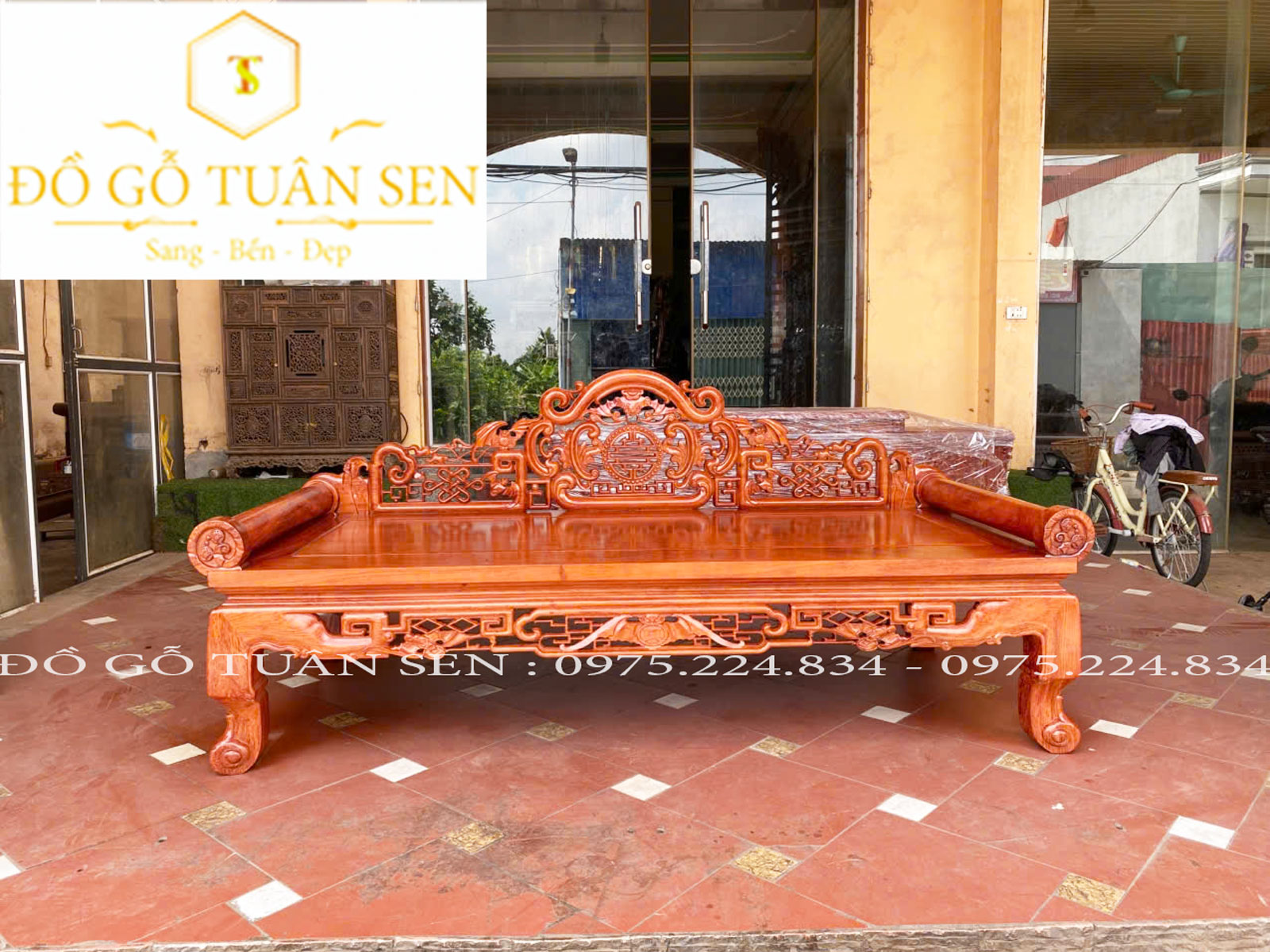 Hình ảnh giường phương lười gỗ gụ